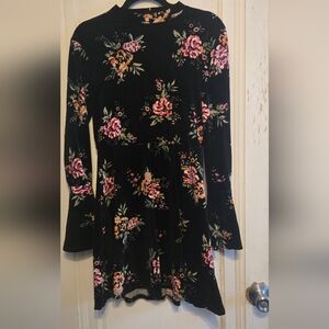 Black Floral Velvet Dress Size Medium From Brand As U Wish